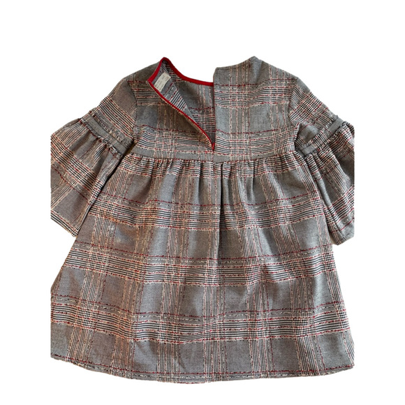 ZARA CHECKED DRESS WITH RUFFLED SLEEVES soft collection 6 years Flare Sleeve - Picture 4 of 9